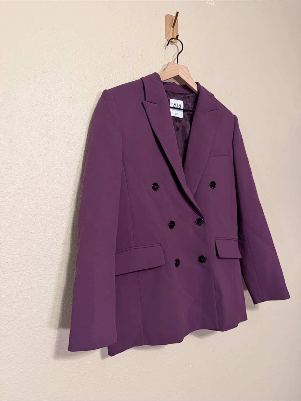 Zara purple blogger fav masculine double breasted blazer Size Small - Picture 3 of 6
